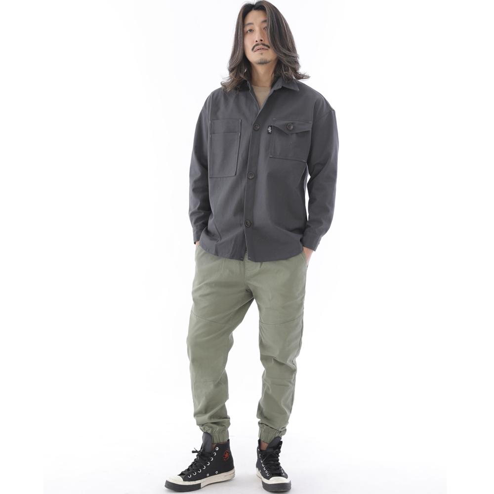 Saintcrew Two-Layer Bartack Pocket Button Shirt Jacket 2L-401Sj Charcoal