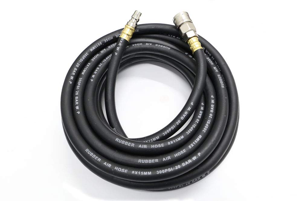 10m Air Hose with Quick Coupler, Inner Diameter 8mm, Outer Diameter 15mm, 20kgf/cm² Capacity, Professional Tire Shop Air Compressor Accessory