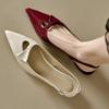 Spring New Coarse Heel Shoes for Women Pointy Shallow Hollow Out A Word with Anti-slip Wear-resistant Low Heel Shoes