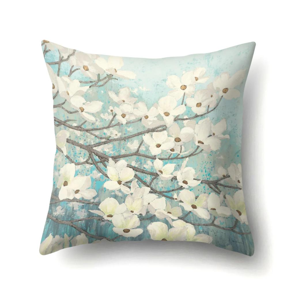 Home Decoration Living Room Sofa Pillowcase Garden  Oil Painting  Cushion Cover Polyester Pillow 45x45cm
