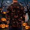 Men's Long Sleeve Tee with Halloween Print for Casual Wear