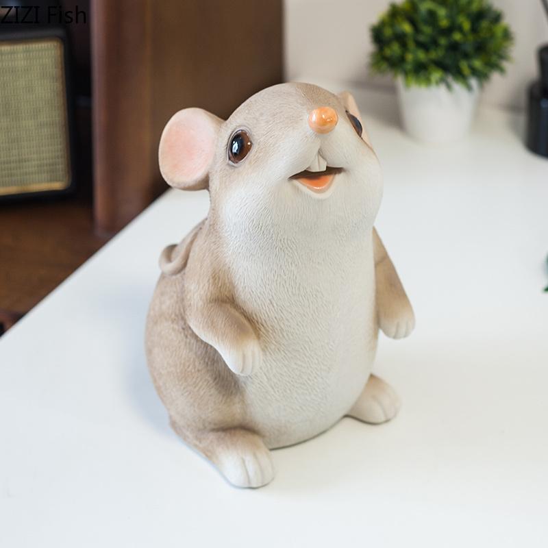 Lovely Mouse Piggy Bank Child Savings Jar Desk Decoration Ornaments Creative Animal Resin Sculpture Room Aesthetic Decor