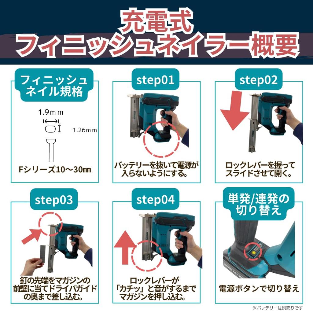 Makita Compatible Cordless Finish 18V Cordless Electric Longsafe PIN02PN Unit Charger Sold Finish Nails Nailer, Nailer, (Main Only, Separately) (For