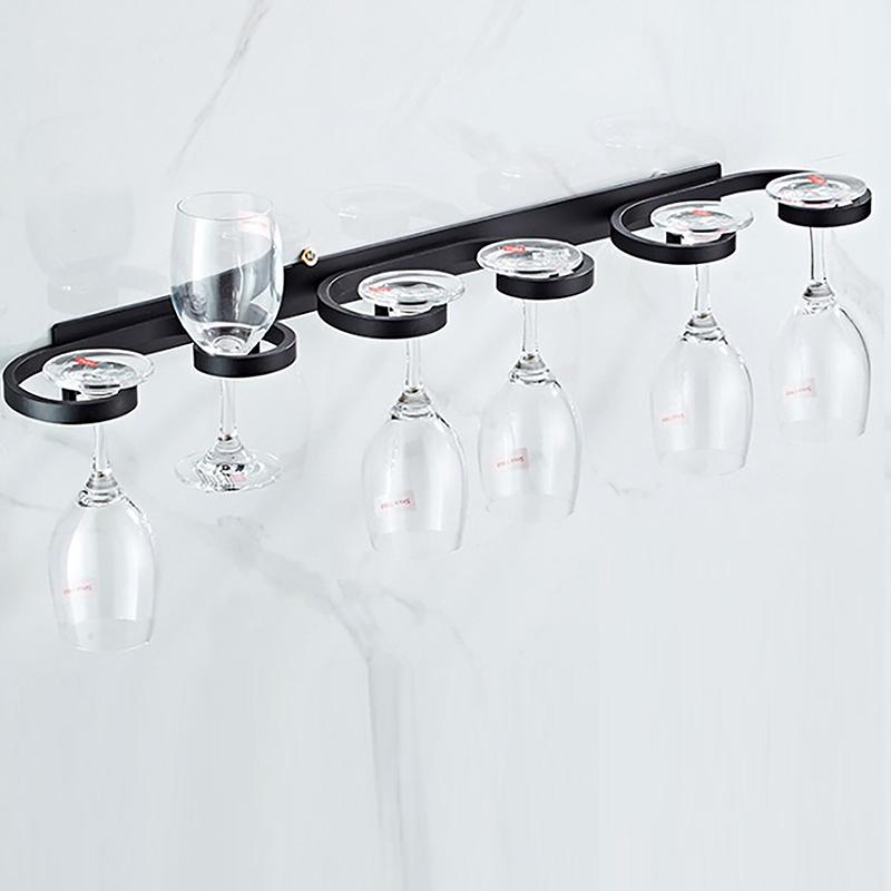 Portabicchieri da Vino da Parete Spazio Alluminio Rack Creativo per Conservare Calici Bar Ristorante Domestico Portabicchieri da Vino Senza Foratura