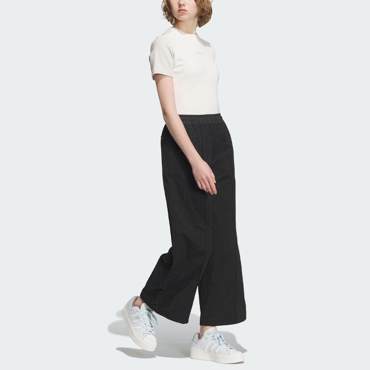 Adidas Originals Adventure Pants Solid Color Logo Wide Leg Sports Trousers Women Bottoms Black IU4810
