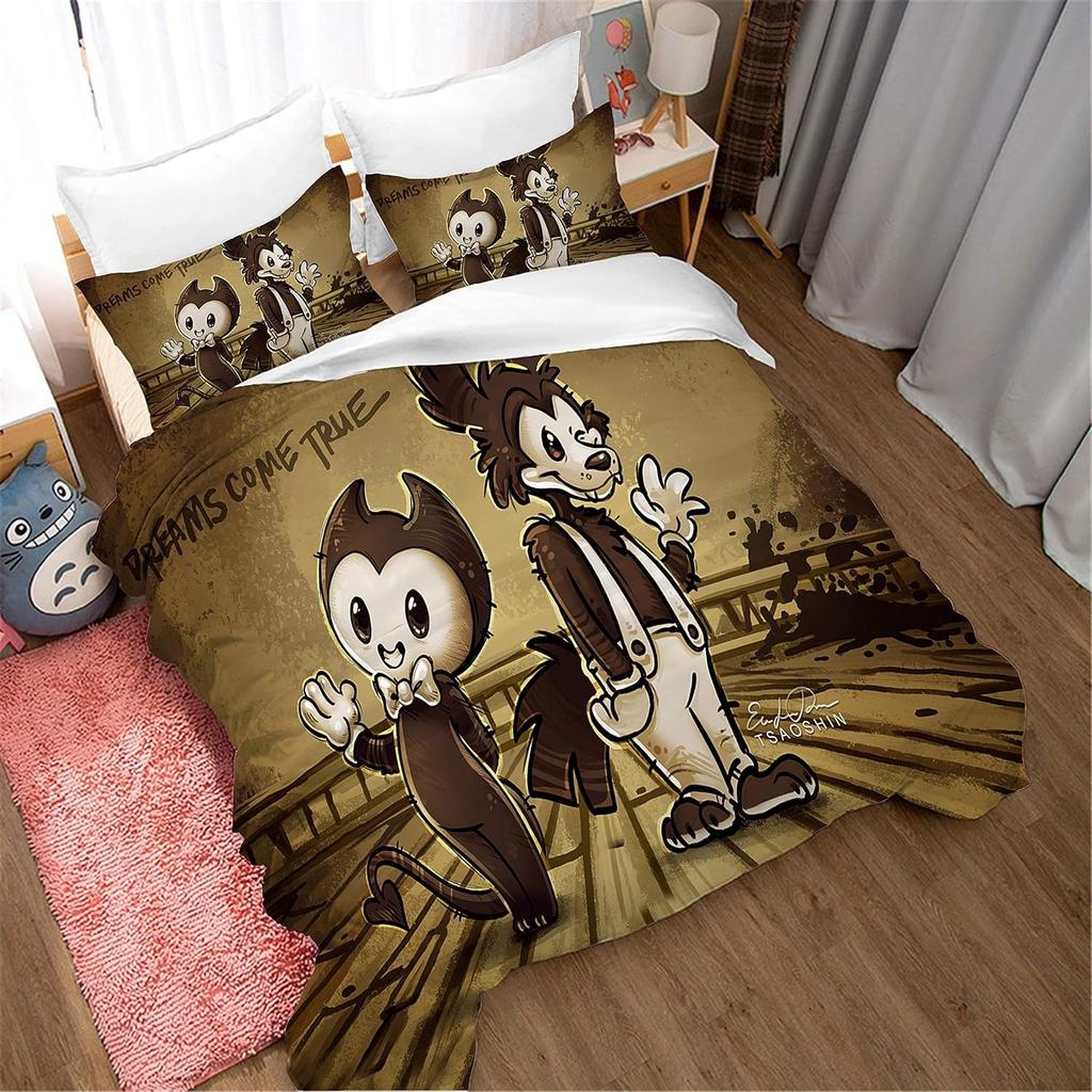 Game B-Bendy N Ink Machine Duvet Cover Bedding Set 3D Printing Bedding Set Comforter Bed Youth Home Decor Kids Boys Gift