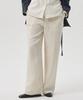 Aheule Sero Linen-Like Stripe Banding Wide Straight Pants_Beige