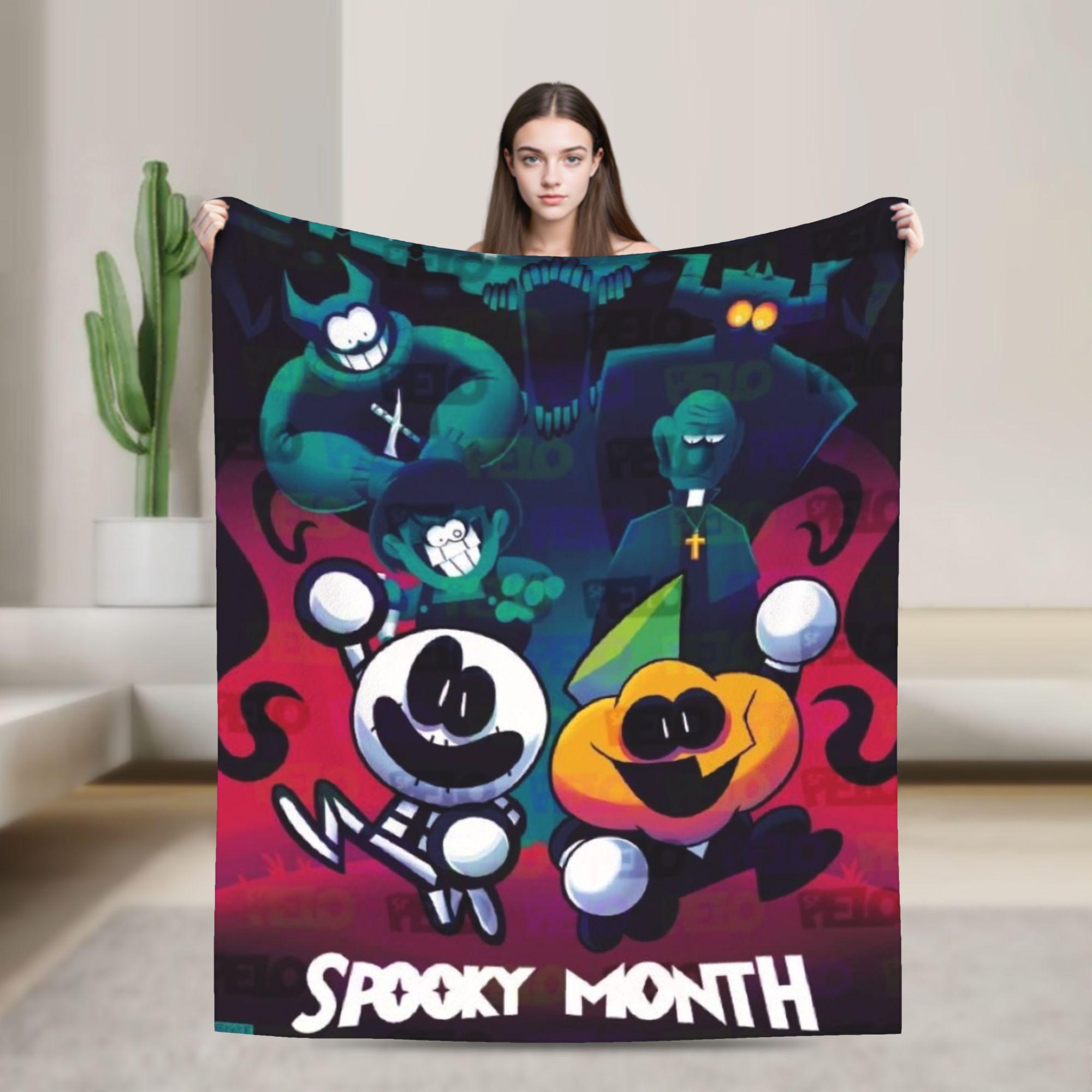 Spooky Month Soft Blanket  Camping Plush Throw Blanket Street Trend Living Room Flannel Bedspread Sofa Bed Cover 30x40in