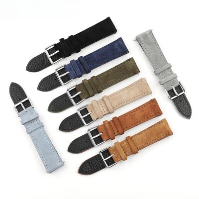 Watchband Vintage Suede Leather Watch Band Cowhide Stitching Bracelet 18mm 19mm 20mm 22mm 24mm Sport Quick Release Watch Strap Replacement