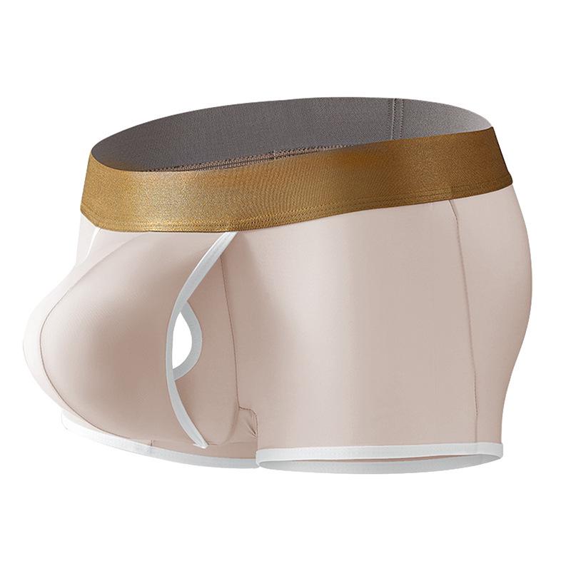 Men's Ice Silk Boxer Briefs - Mid-Waist, Solid Color, Breathable, Quick-Dry, Sexy Trunks