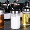 Spice Jar with Spoon 250ml Glass Condiment Bottle Kitchen Seasoning Jar for Salt Sugar Leak-Proof Condiment Container with Lid