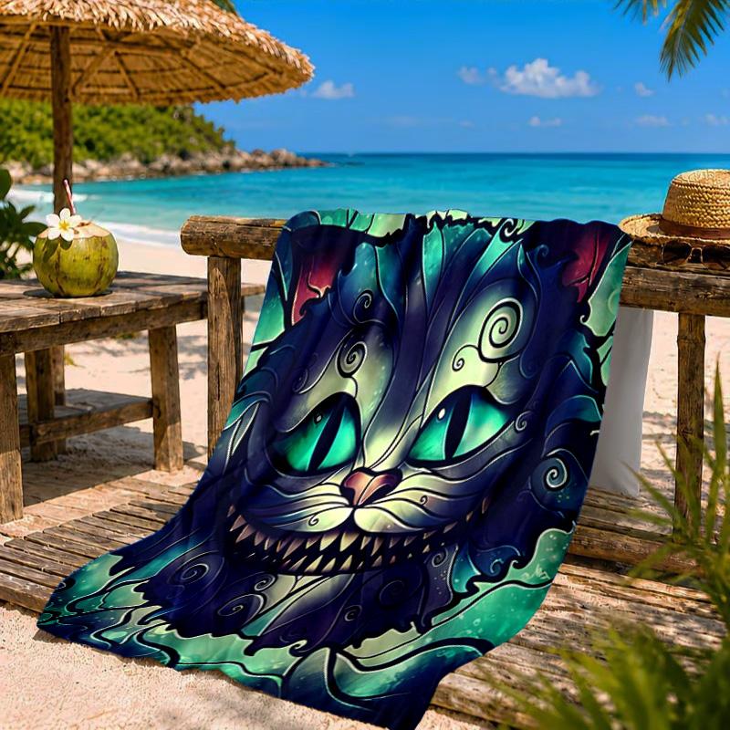 Che-shire Cat Smile Beach Towel Microfiber Beach Towel, Lightweight and Quick-Dry, for Summer Travel, Swimming Pool Fan Birthday Gift