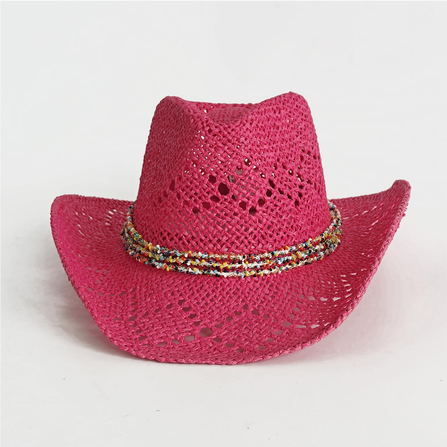 

Green Western Cowboy Hat Handmade Straw Weaving Beach Sun Hat Gentleman Lady Cowgirl Jazz Hat Vacation Cap sombrero vaquero