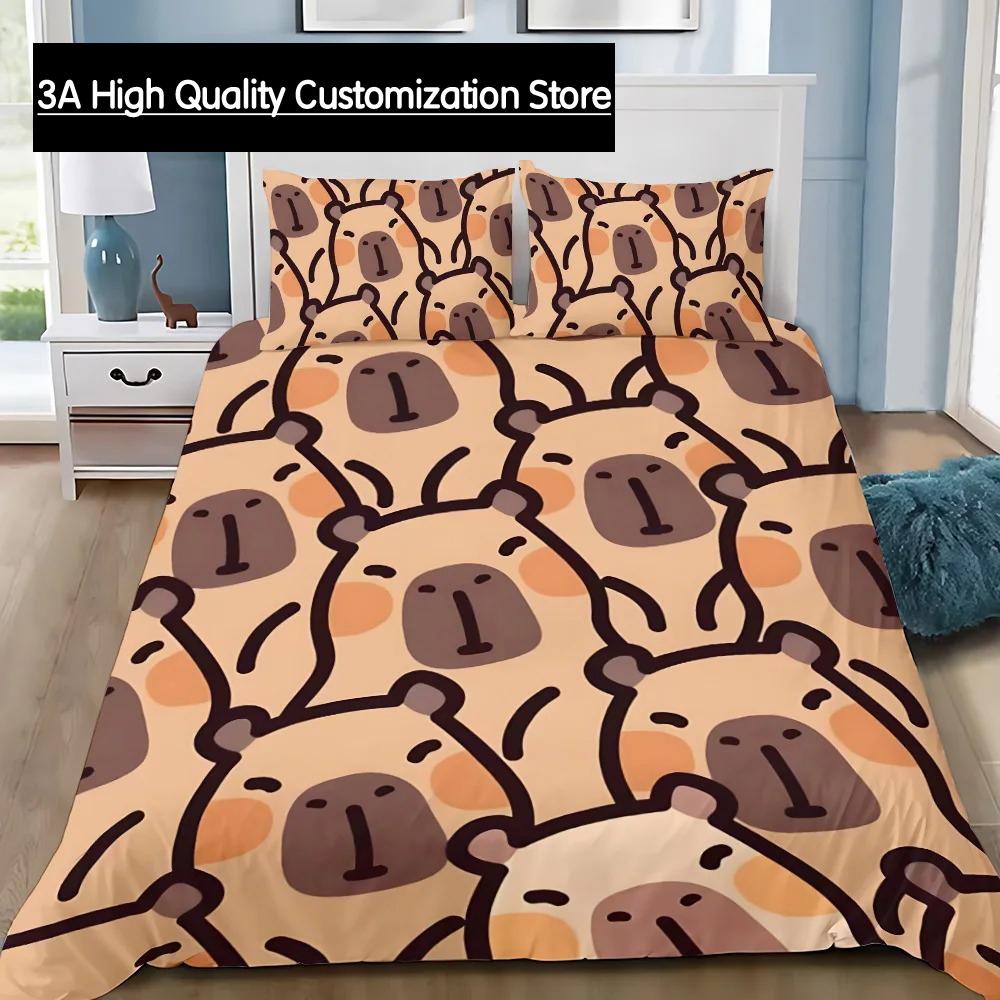 Comforter Cute Capybara Bedding Set Adult Boy Girl Bedroom Decoration Boys Gift Single Double Large Size