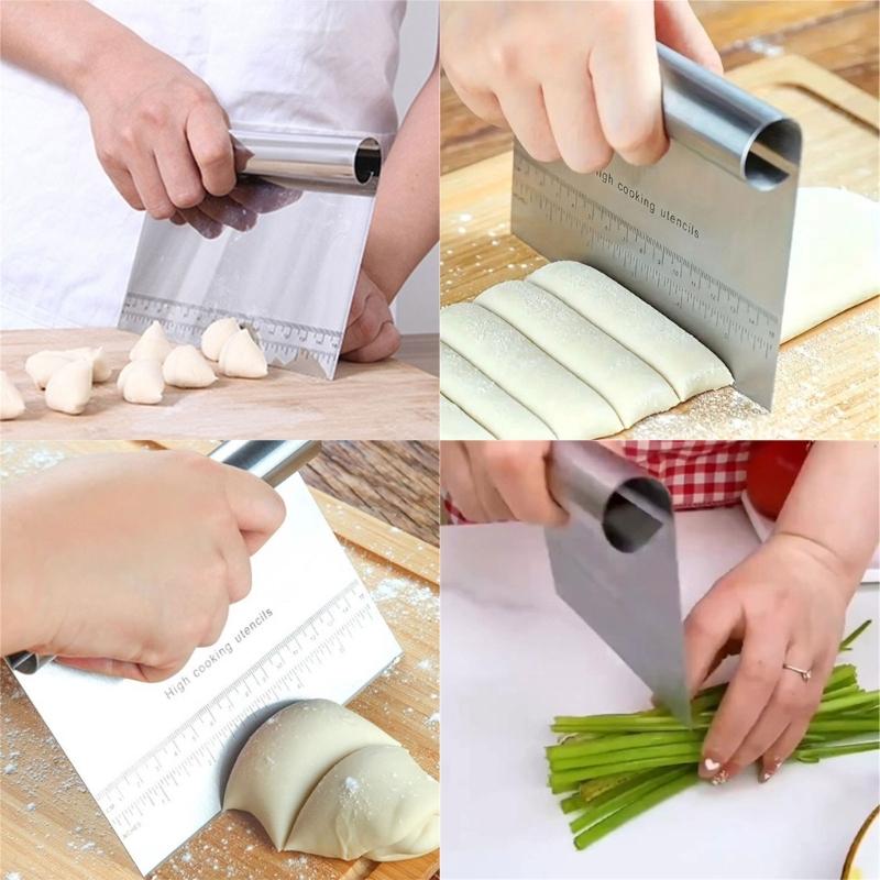 Backschaber aus Edelstahl mit Messmarkierungen zum Teigschneiden Spatel und Küchenwerkzeug zur Lebensmittelzubereitung