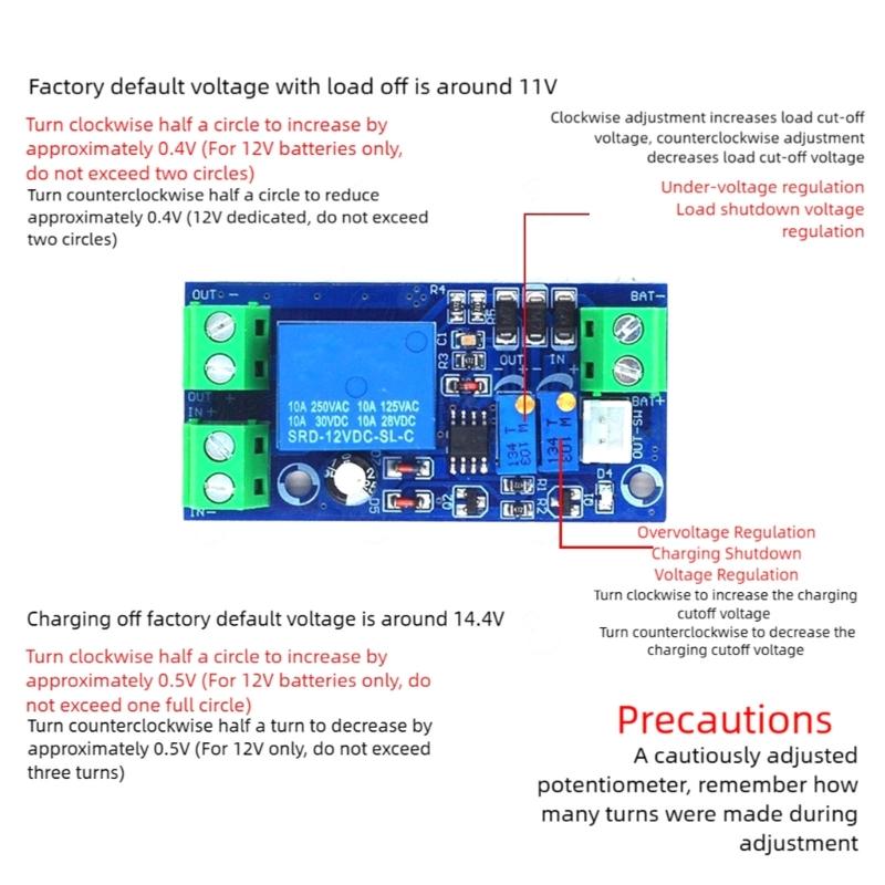 12V Battery Voltages Protector Auto Cut Off Control Board With Adjustable Shutdown Setting