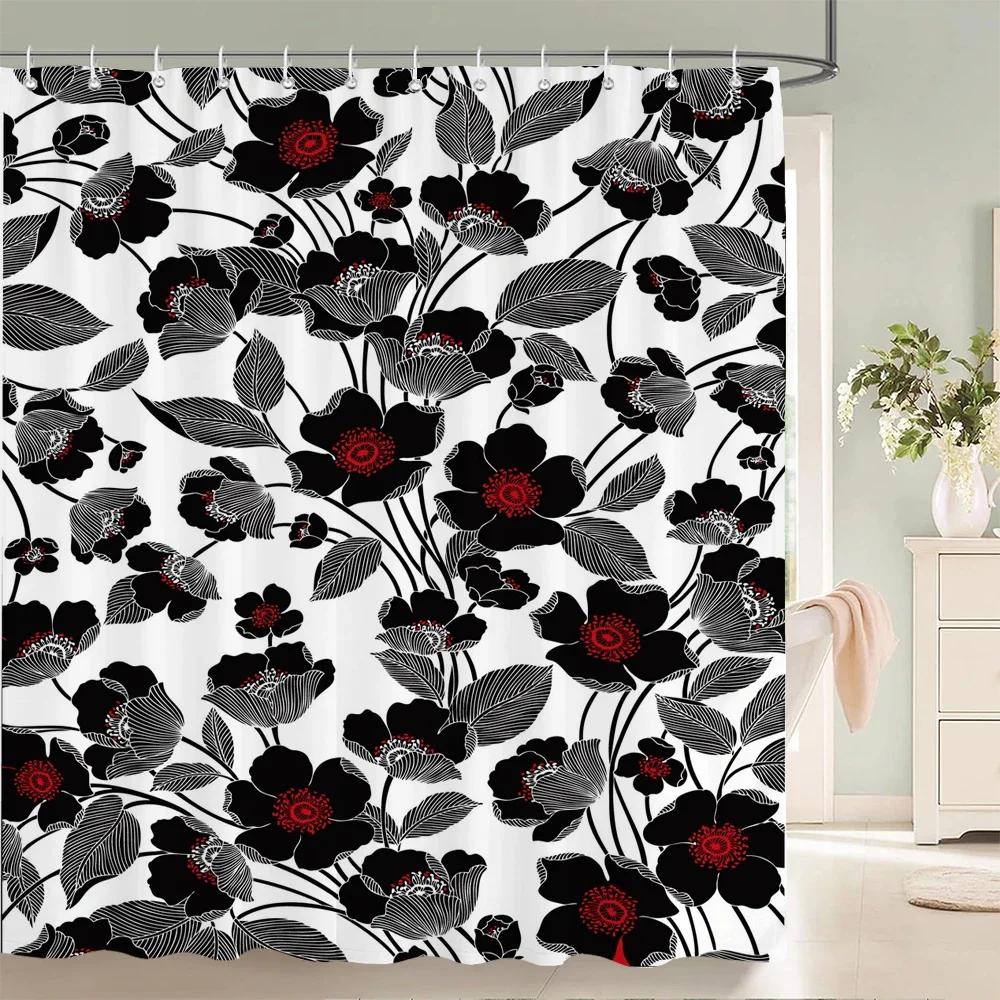 

Beautiful Flowers Shower Curtain Bathroom Waterproof Shower Curtain Birds Butterfly Printing Curtains For Bath Shower With Hooks W60H190(CM)-1 Pcs