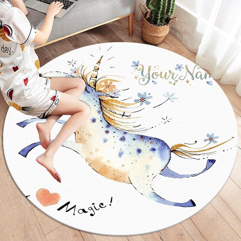 Pippi Longstocking Custom Name Round Area Rug,Carpet Rug for Living Room Bedroom Sofa Playroom Decor,Non-slip Floor Mat