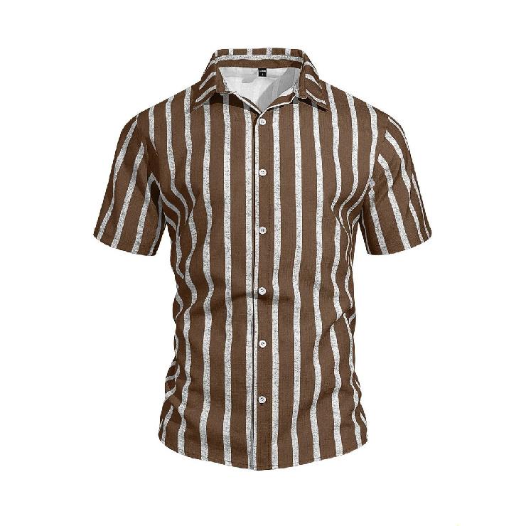2026 summer new lapel striped vacation shirt