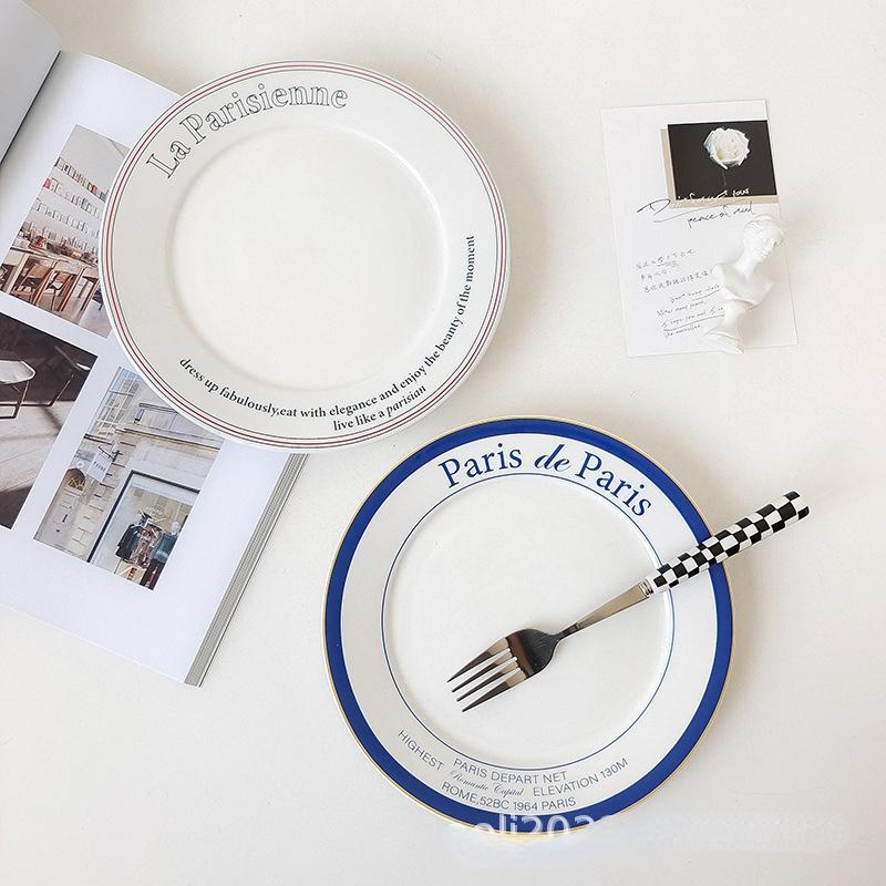 Nordisches englisches Alphabet Keramikteller Modern Schlichter Steakteller Koreanisches Haushaltsgeschirr Untertasse Kuchen-Dessertteller