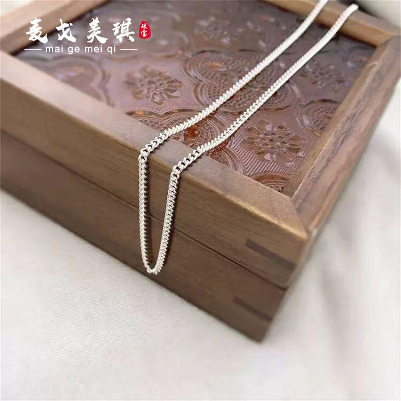 

999 Sterling Silver Necklace Women Choker Thin Chain Pure Silver Necklace Silver Jewelry Gift for Girlfriend and Wife Birthday Gift M buckle side chain 45cm
