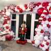 Weihnachtsballons Rot und Weiß Süßigkeiten, Kranzbogen-Set Lutscher Zuckerstange Aluminiumfolienballon Weihnachtsfeier Dekoration