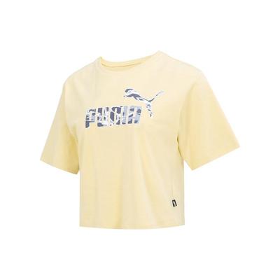 Camiseta Feminina Manga Curta Gola Redonda Estampa de Logotipo Tops Amarelo 677133-42