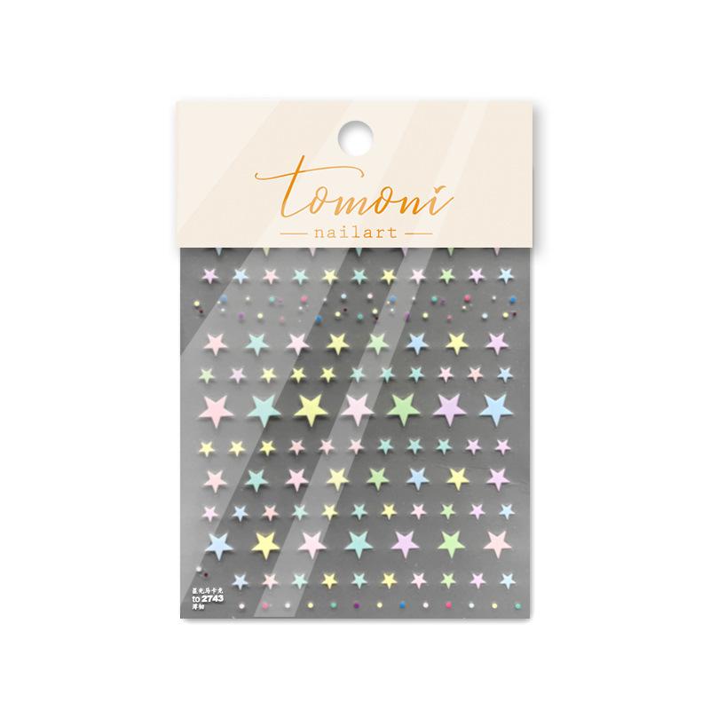 1pcs 5D Relief Kawaii Colorful Star Nail Art Stickers Multi Macaron Mangxing Nail Decorations Self Adhesive Decals Accessories