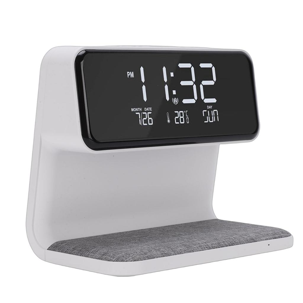 3 In 1 Wireless Charging Digital Alarm Clock with Night Light 15W Fast Wireless Charger Date Temperature Display Clock