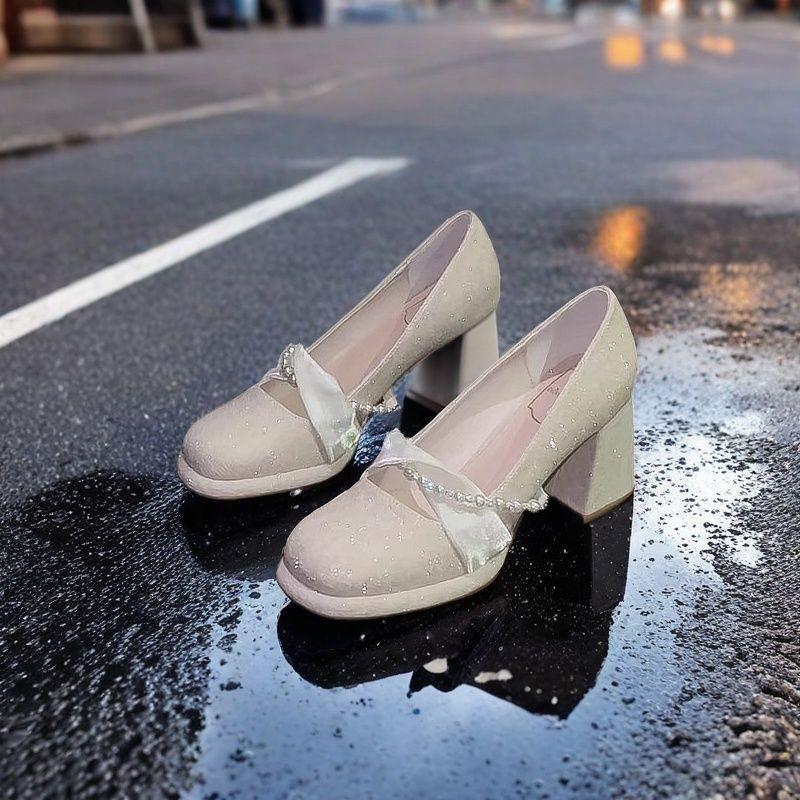 

Милые туфли Мэри Джейн женские новые модные водонепроницаемые высота платформы увеличена на 6 см высокие каблуки толстые каблуки не устают 40