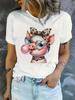 2026 Womens Casual Short Sleeve TShirt Cute Cartoon Pig Round Neck Summer Tops Fashion Clothing Stylish Daily Tops Pattern
