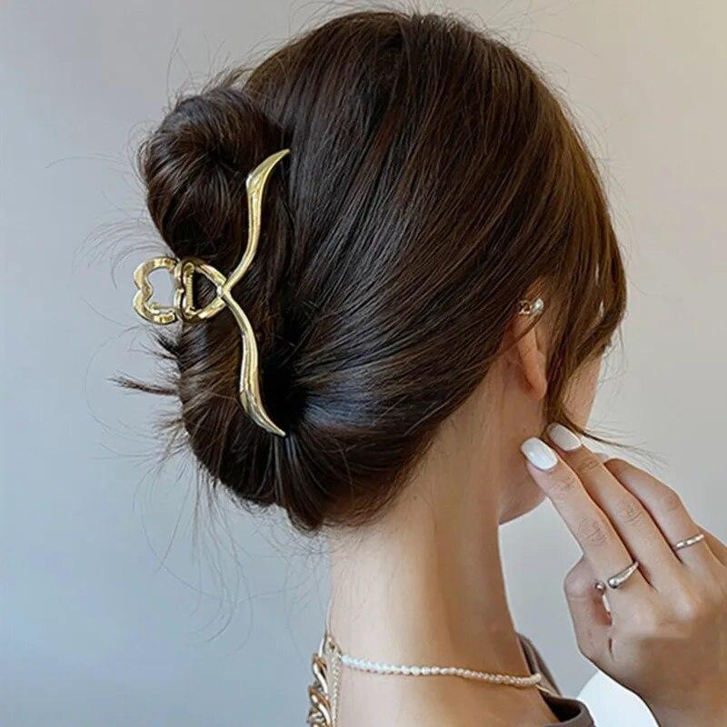 New Women Elegant Geometric Bow Hair Claws Vintage Simple Hair Grab Clip Large Metal Hairpins Barrettes Fashion Hair Accessories