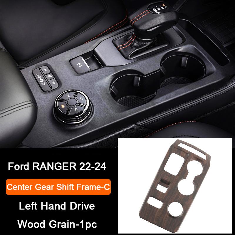 Holzmaserung Innenraum-Überzugsabdeckungen für Ford Ranger Wildtrak T9 2023 2024 Armaturenbrett-Verkleidung Lüftungsdüse Mittelkonsole Schalthebel-Panel-Abdeckung