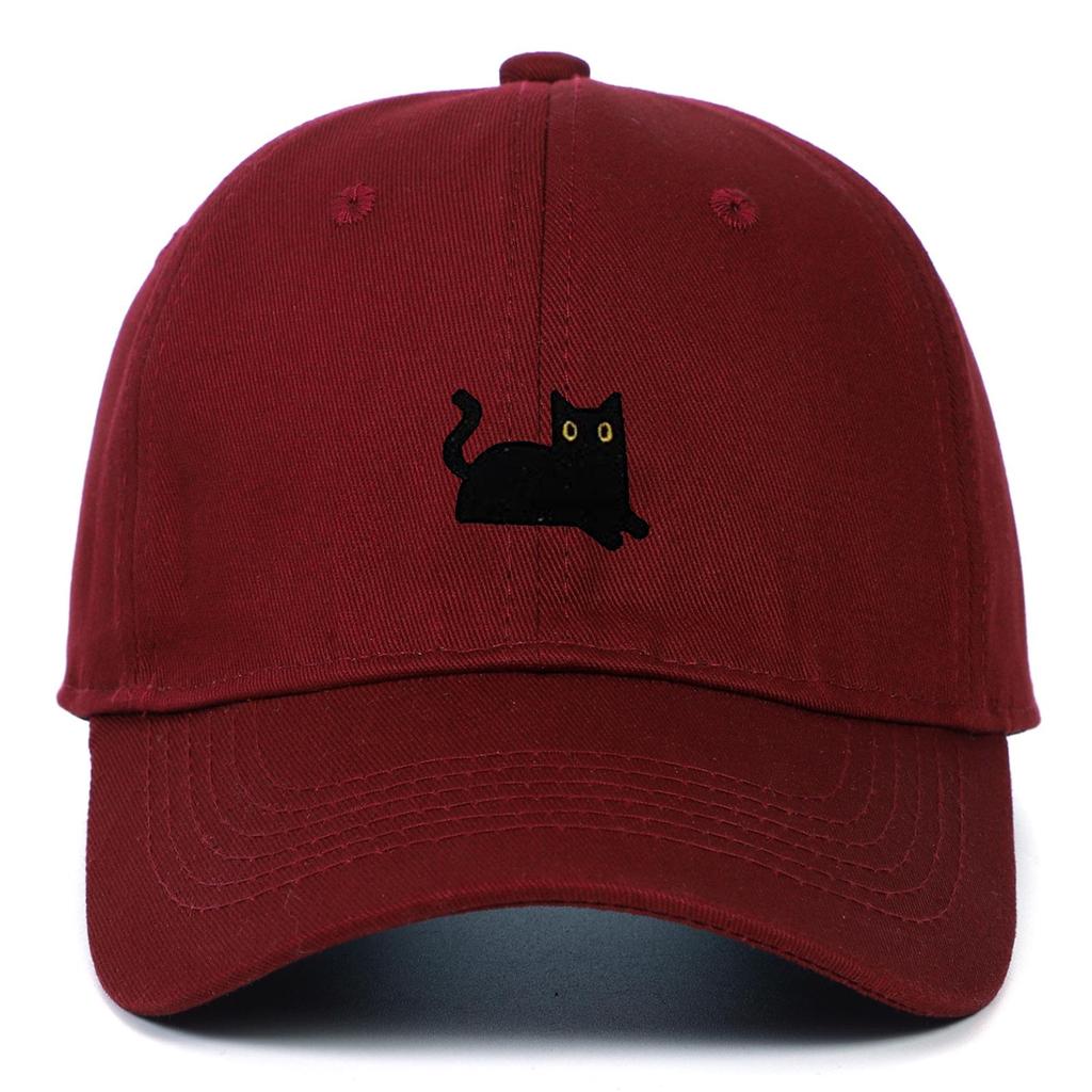 Black Cat Embroidery Soft Brim Baseball Cap - Unisex Summer Sun Hat, Outdoor Hip Hop Style