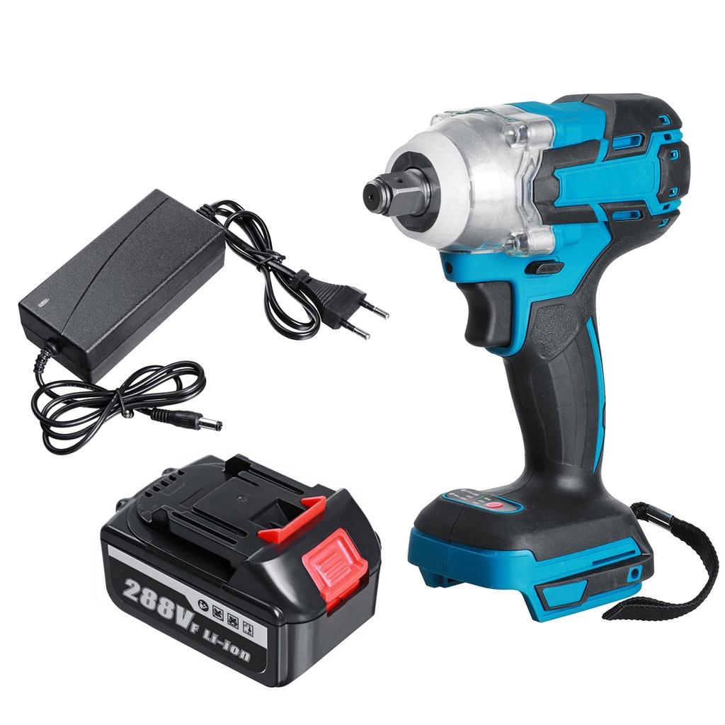 21V 800 N.M 288VF Akku-Bürstenloser Schlagschrauber Bohrmaschine Tragbarer Elektrischer Schraubenschlüssel mit 2 Akkus Neu