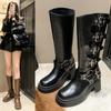 New Style Popular Woman Boots Knee High Platform Elegant Low Heel Trend Punk Gothic Rock Leather Fashionable Women's Shoes