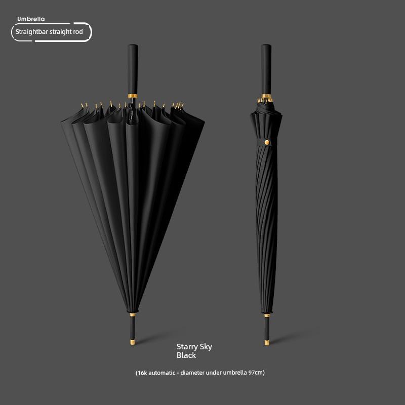 24-Rib Automatic Umbrella, Large Business Straight Umbrella, Double-Handle Factory-Printed Logo Advertising Long-Handle Umbrella