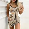 Robe moulante sans manches style été, belle impression de profil, avec poches, sexy, coupe ajustée, élégante, robe de soirée