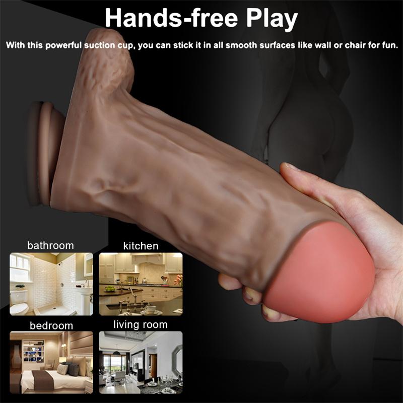 28cm*9cm Large Thick Long Double Layer Liquid Silicone Penis Big Penis Female Masturbation Anal Plug