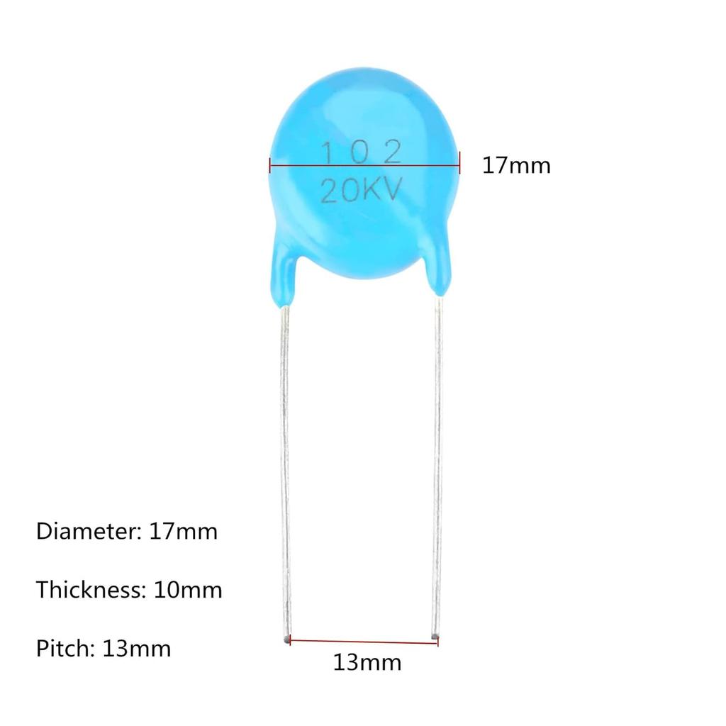 20pcs High Voltage Ceramic Capacitor Kit 20KV 1nF 0.001uF 1000pF
