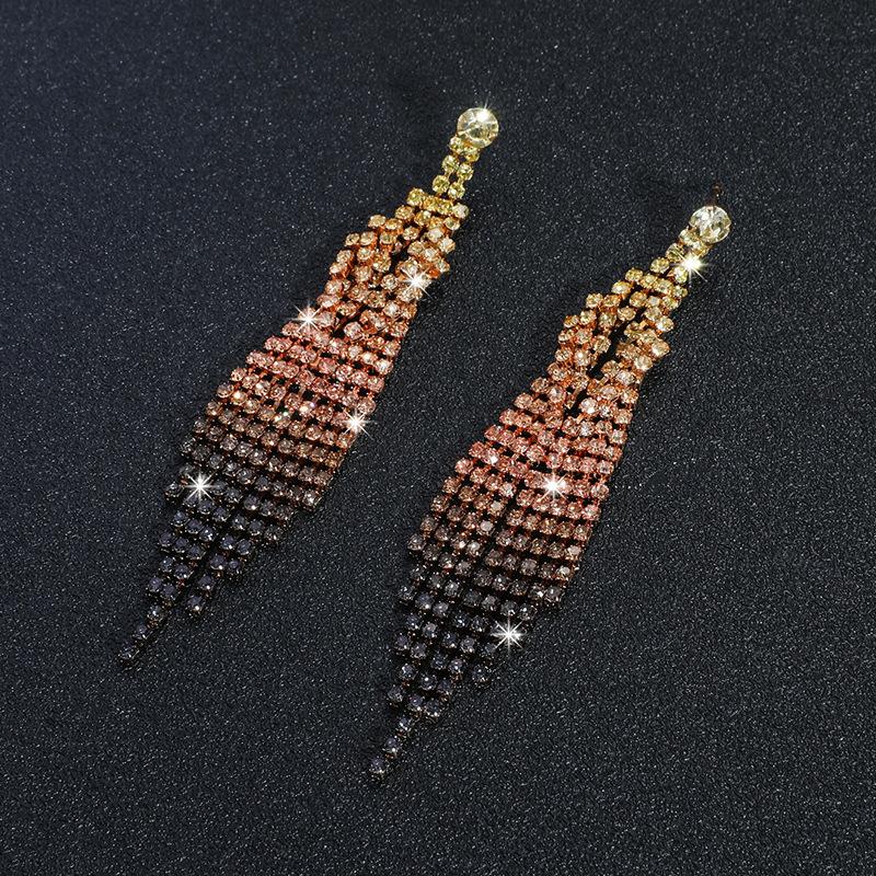 Simple and Versatile Shiny Diamond Long Fringed Earrings