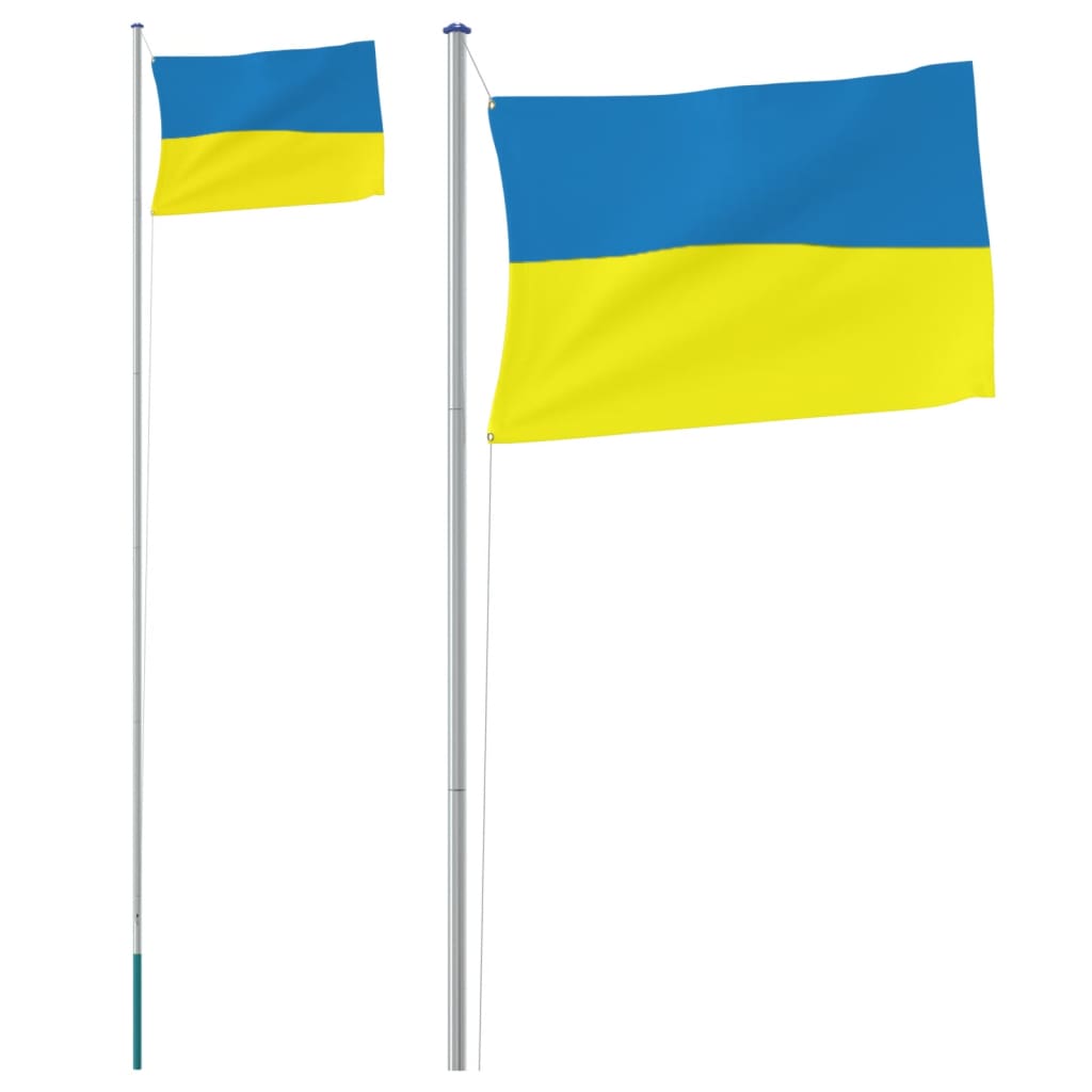 Ukrainische Flagge und 6,23 m Aluminiumstangen-Set