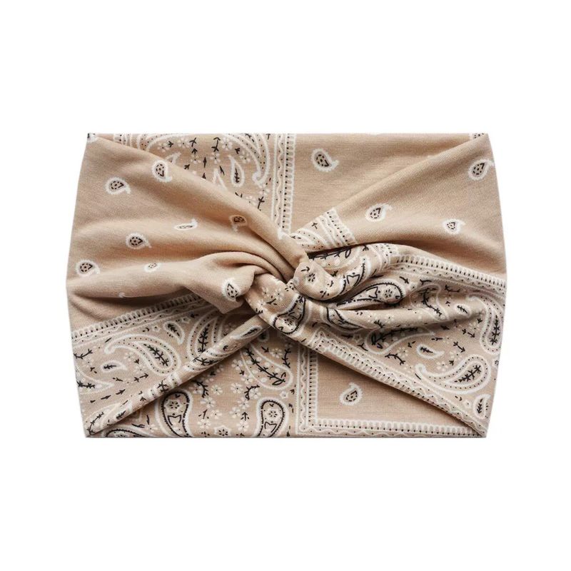 European and American Bohemian Elastic Cross Headband with Paisley Pattern and Knotted Design