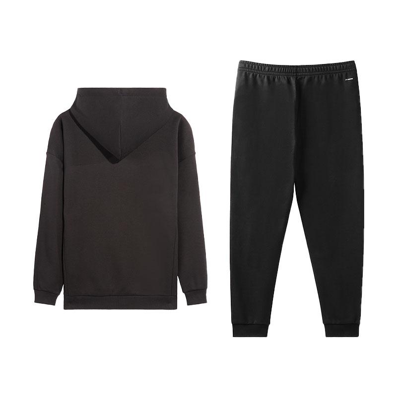 Li-Ning Fashionable Skin-Friendly Fleece Warm Hooded Sweatshirt Comfortable Long Pants Casual Sports Suit Unisex Sweatshirt, Pants AWDVJ00-4+AKLVC87-1