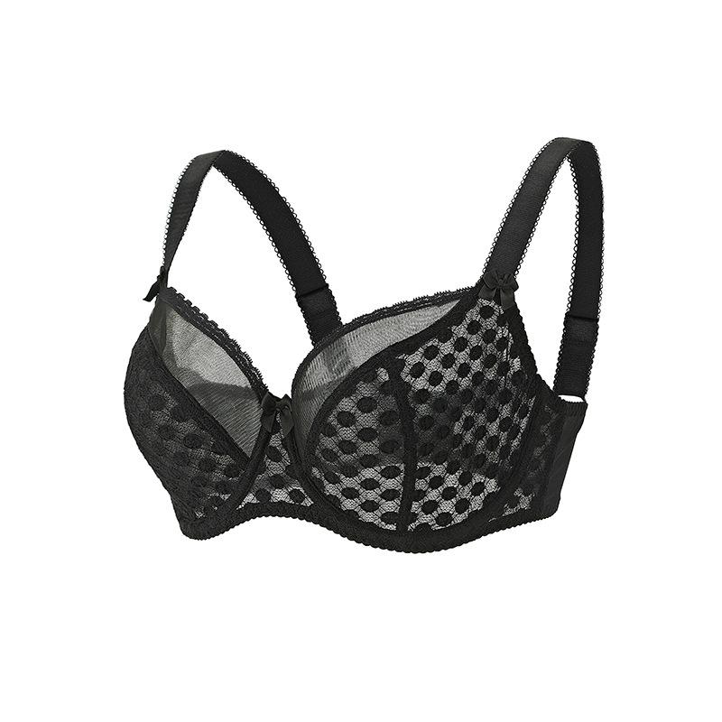 Large size underwear women's big breasts show small anti-sagging gathering breathable thin full cup fat M0 bra