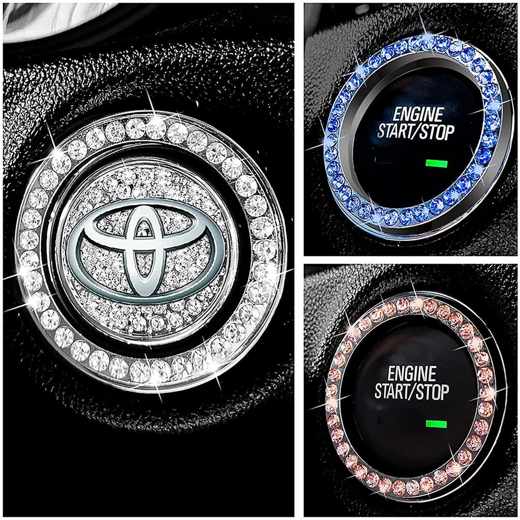 (MHNETY) Engine Start Button Rhinestone Swarovski Car Engine Button Cover
