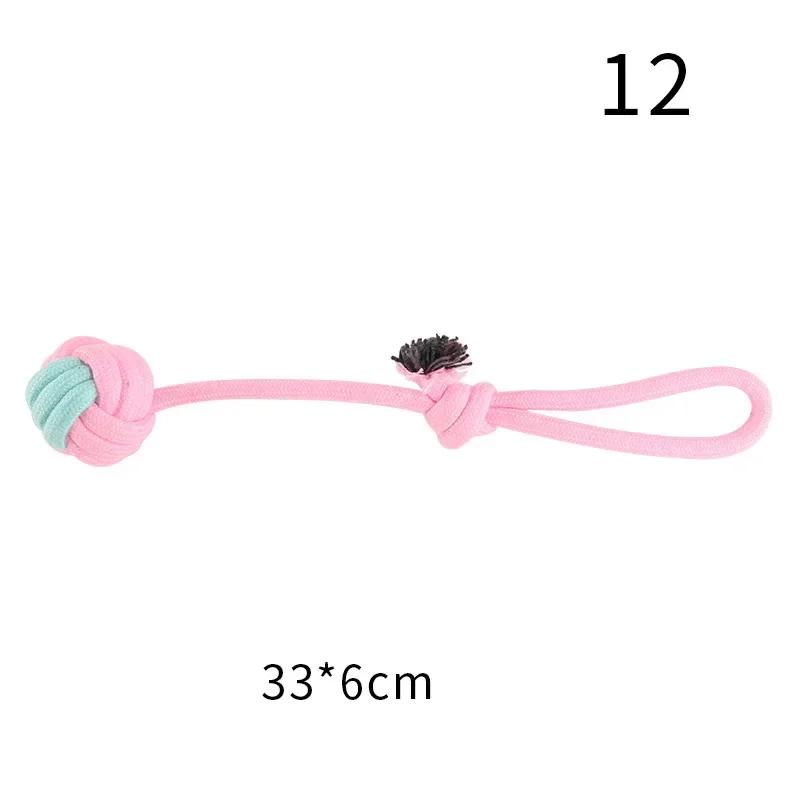 JUSTINLAU Pet Toys Anti-bite Teeth Cleaning Toys Pink Blue Mini Ball Cotton Knot Tooth-grinding Toys for Dogs Home Pet Supplies