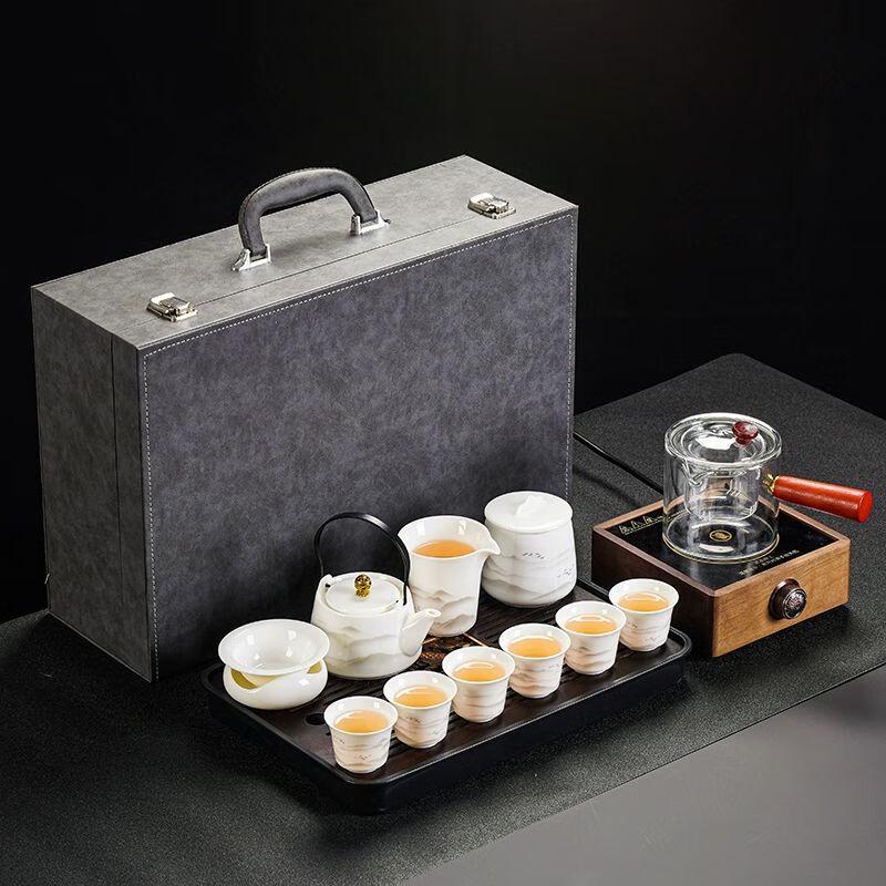 

Japanese Style Frosted Ceramic Kung Fu Tea Set with Stone Tray