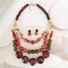 Layering Beaded Collarbone Necklace Set with Matching Earrings Fashionable Multi Strand Acrylic Jewelry For Women