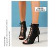 2025 foreign trade models European and American fashion stiletto sandals lace-up fish mouth sexy cool boots prom party dance shoes